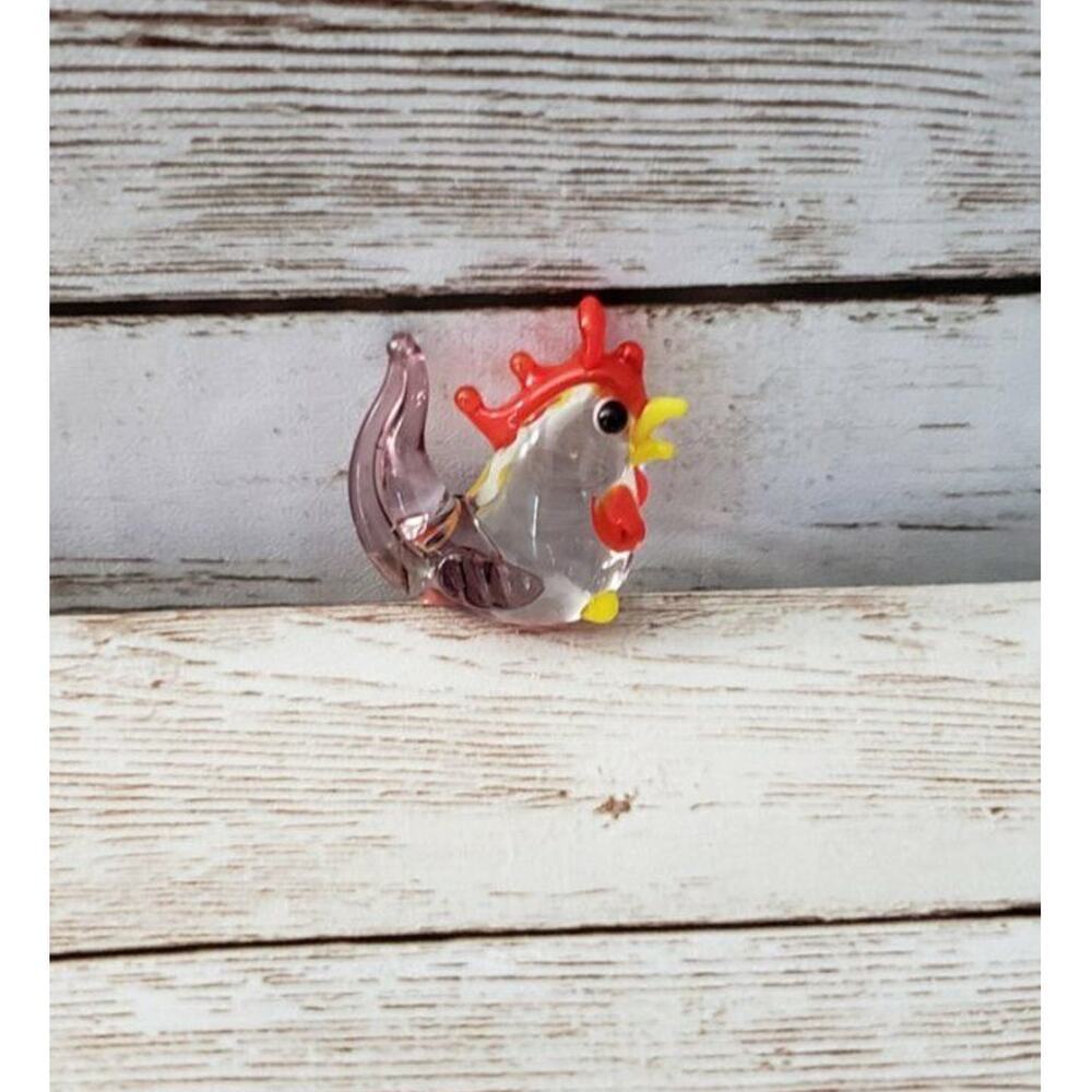 Handmade Glass Red Rooster Pendant (No Chain Included) - Brand New